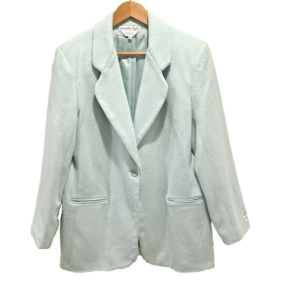 Wool Blend Light Mint Green Pea Coat Womens 16 VTG Samantha Taylor Retro Chic
